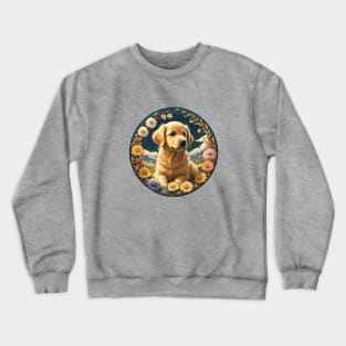 Golden Retriever Puppy Night Garden Crewneck Sweatshirt